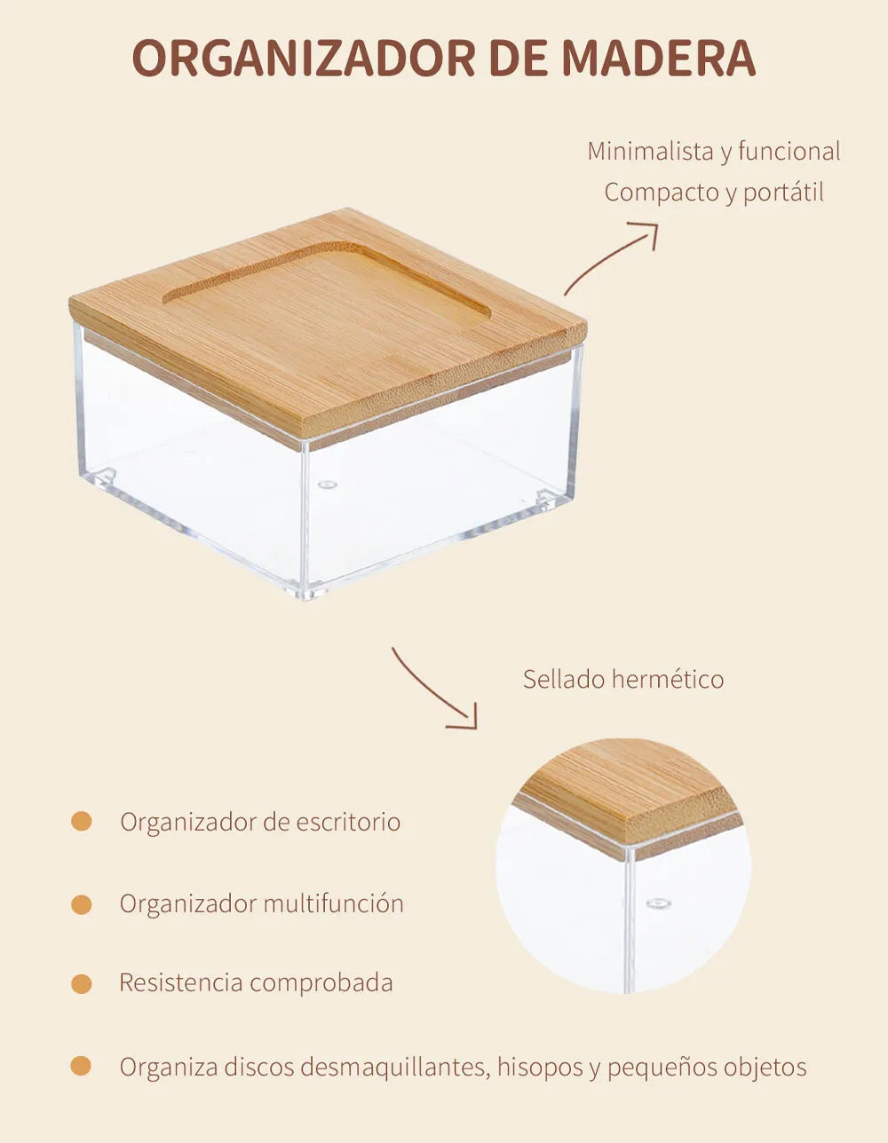 Organizador Acrílico con Tapa