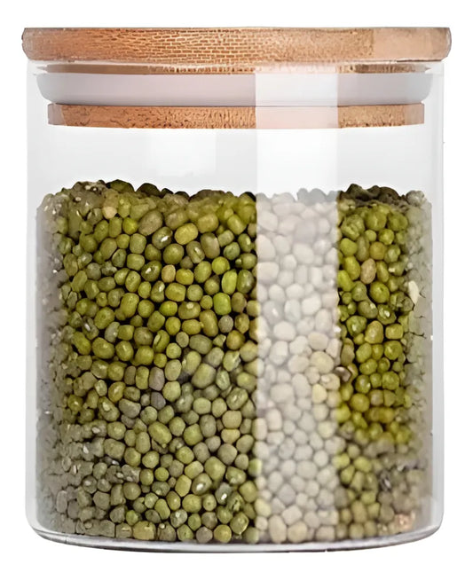 Frasco de Vidrio 13 CM Con Tapa de Madera