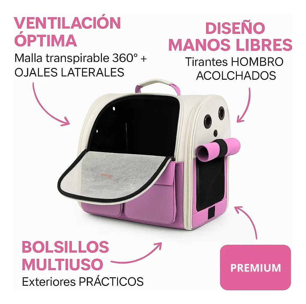 Mochila Transportadora para Gatos y Perros