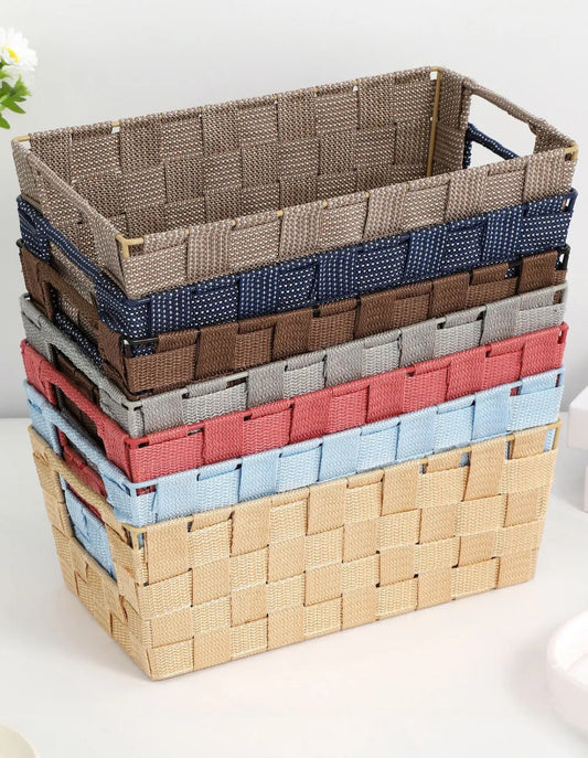 Canasto Organizador de Plastico Simil Tejido