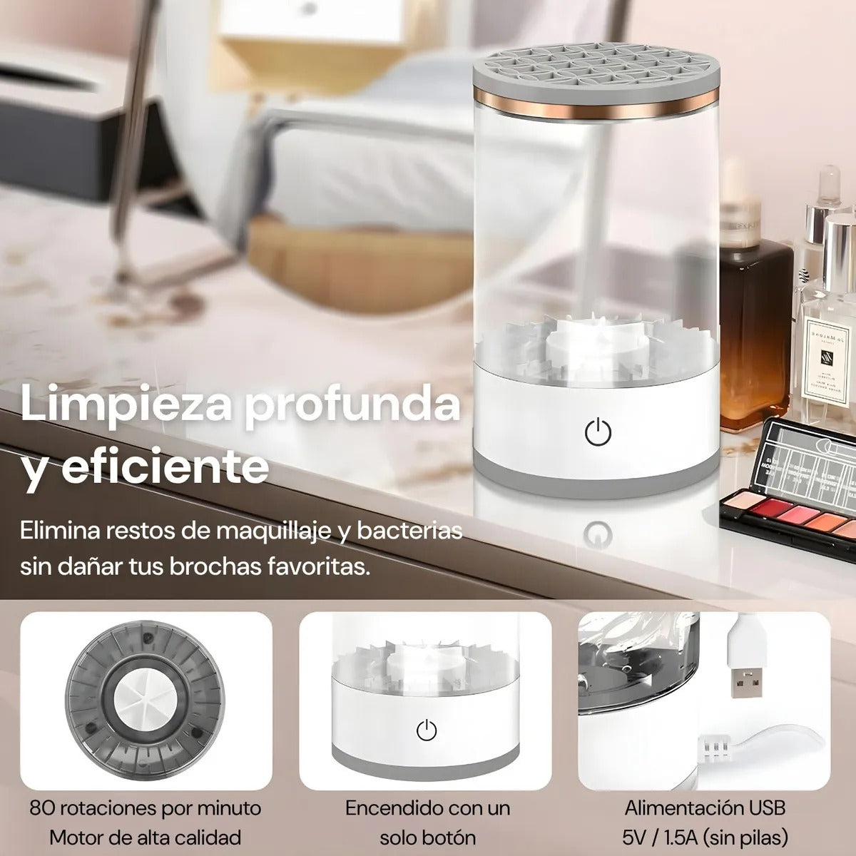 “Glam Brush Cleaner – Limpiador Eléctrico de Brochas y Esponjas”