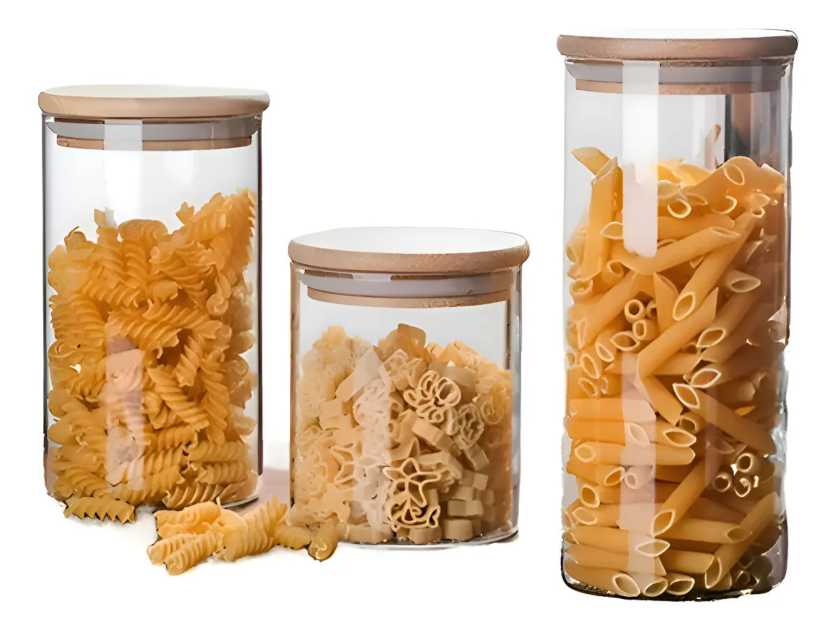 Frasco de Vidrio 13 CM Con Tapa de Madera