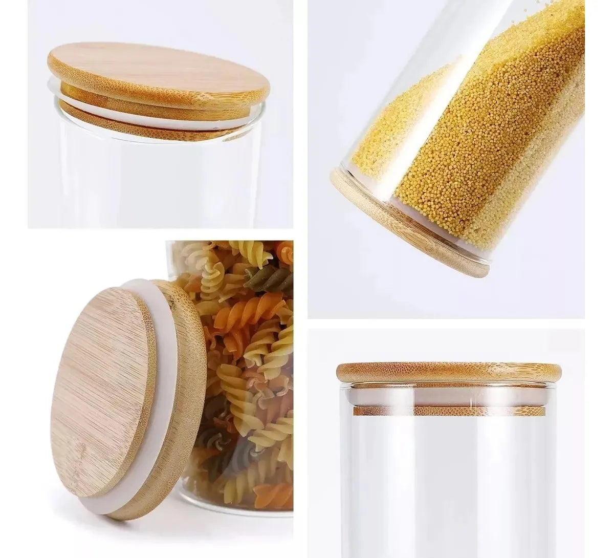 Frasco Hermetico De Vidrio Multiuso Tapa Madera 685ml