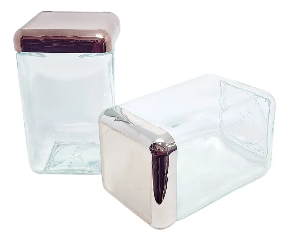 Frasco Cuadrado 1.3L de Vidrio con Tapa Metálica