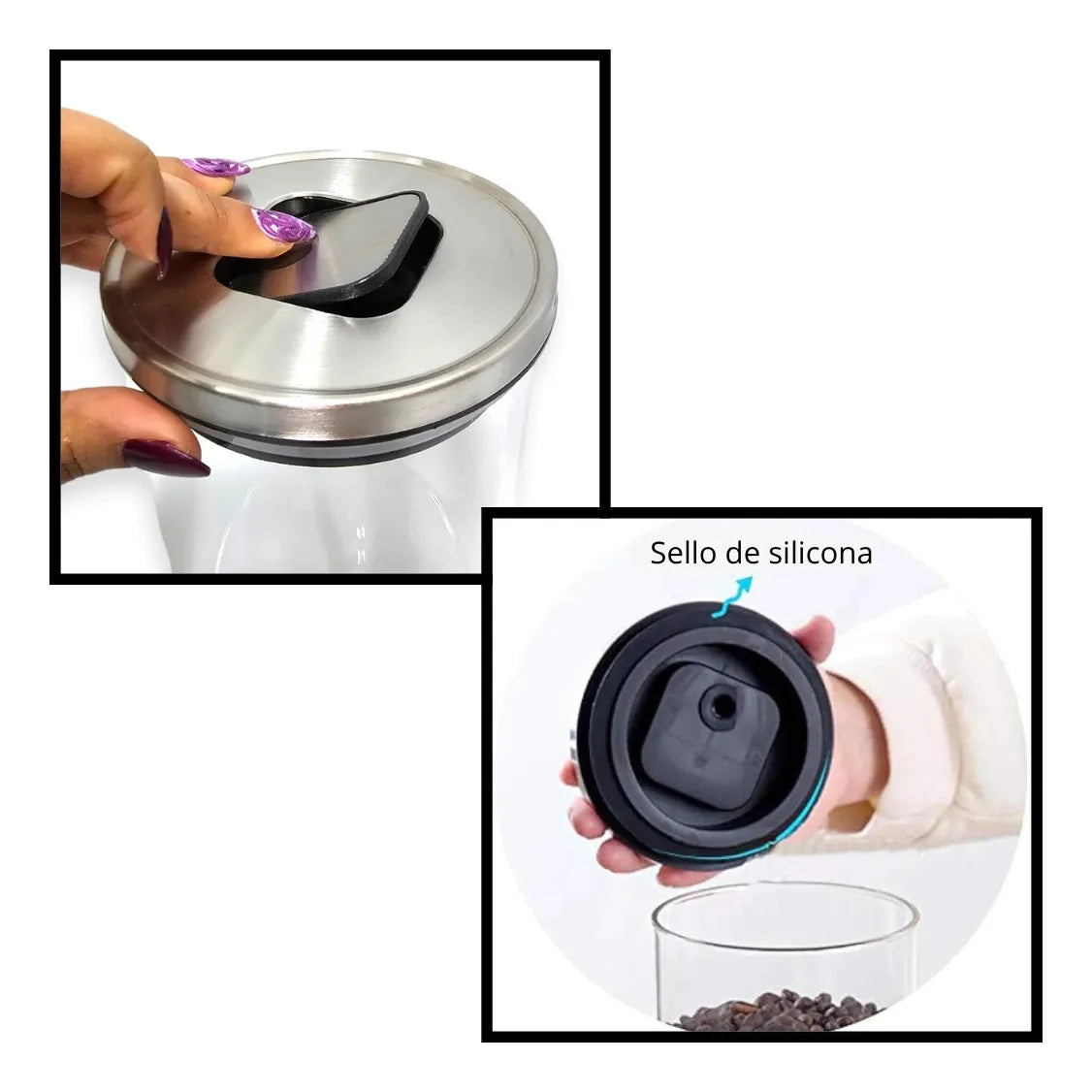 Frasco Tarro Hermético Vidrio 700ml Tapa Acero Redondo Color Tapa De Acero