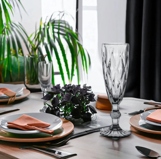 Copas de champagne de vidrio labrado