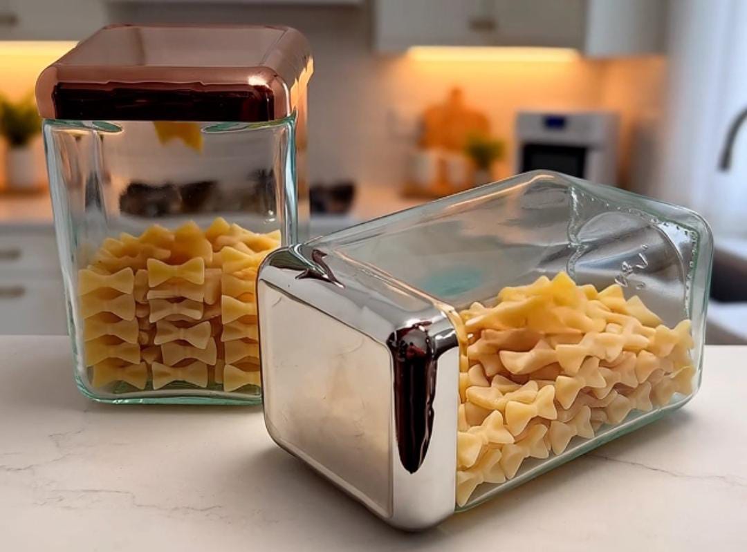 Frasco Cuadrado 1.3L de Vidrio con Tapa Metálica