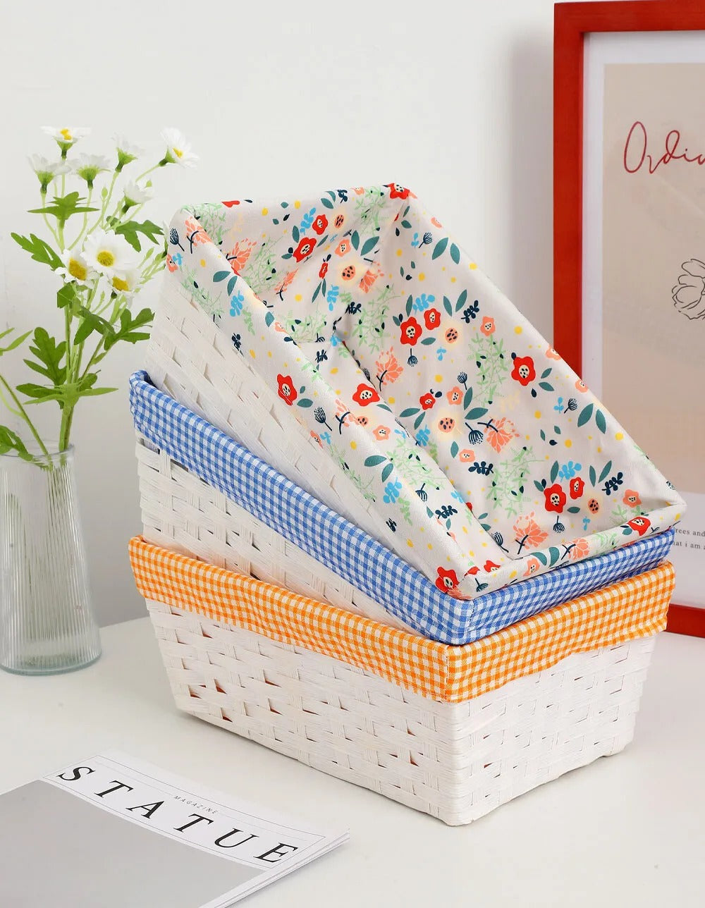 Canasto Organizador con Interior de Tela