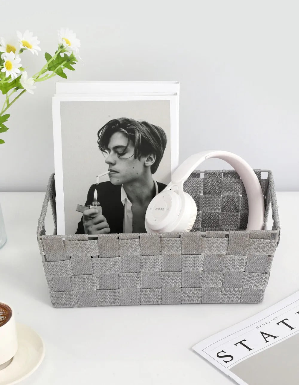 Canasto Organizador de Plastico Simil Tejido
