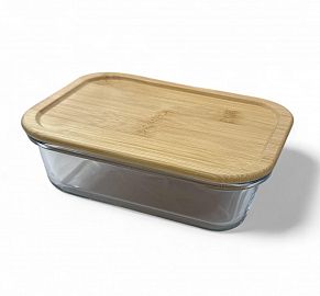 Tupper de Vidrio Hermético c/Tapa de Bambú