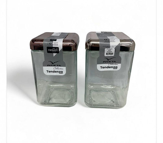 Frasco Cuadrado 1.3L de Vidrio con Tapa Metálica