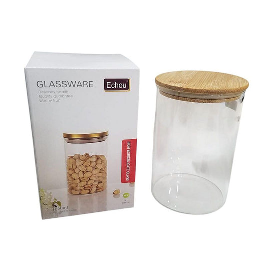 Frasco Hermetico De Vidrio Multiuso Tapa Madera 1000ml