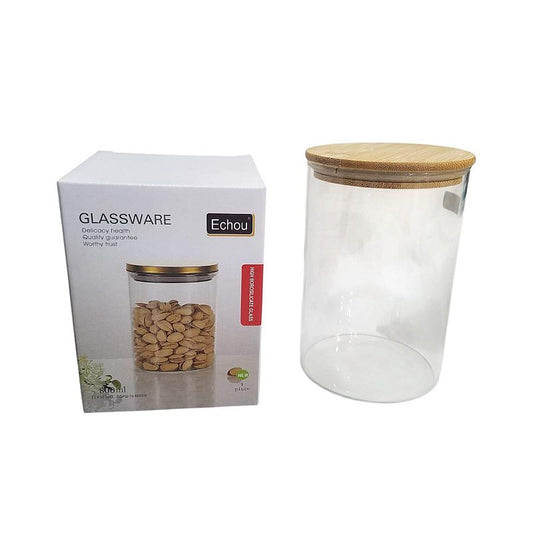 Frasco Hermetico De Vidrio Multiuso Tapa Madera 820ml