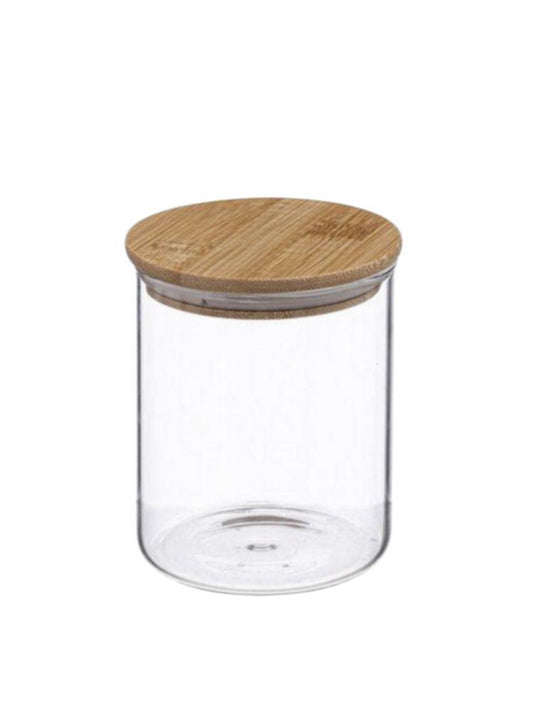 Frasco de Vidrio 13 CM Con Tapa de Madera